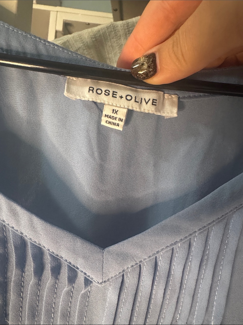Rose and Olive Pale Blue Pintuck Peplum Ruffle Top - Picture 2 of 3